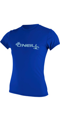 2023 O'neill Bsico De Mujer Skins 50+ Camiseta De Manga Corta 3547 - Azul Tahitiano